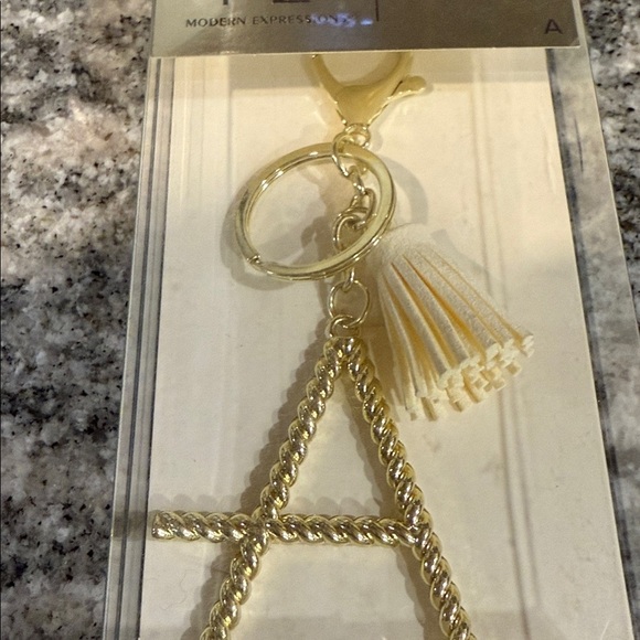 Expressions Gold 'A' Keychain with Tassel. New in box - Picture 3 of 3